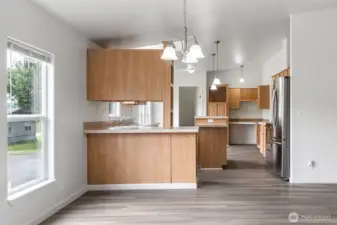 Large dining area off living room.