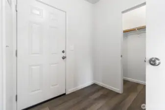 Full walk in closet off the laundry room and back door.