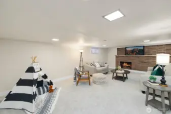 Gas fireplace in lower level.