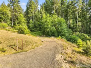 Level cleared area, ideal building site.