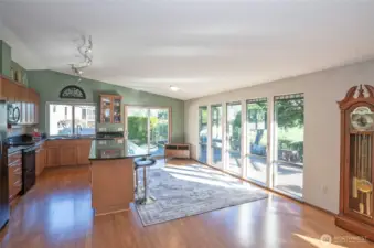 Large kitchen, dining area
