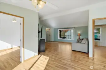 View of den and Livingroom from dining area.