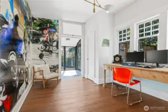 This cool space is on the main floor and is perfect for a home office!