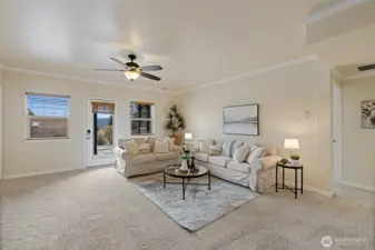 Another view of the large living room downstairs. This could generate  great short term. or long term rental income, or be perfect for multi-generational living!