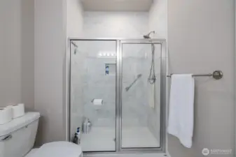 Here's a view of the tile shower in the primary bath.
