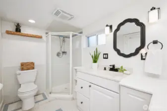 The basement features a 3/4 bathroom, making it the perfect downstairs retreat.