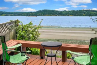 Lower deck has lots of space and is a great place for entertaining or relaxing.