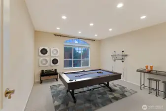 Upstairs rec room, virtually staged.