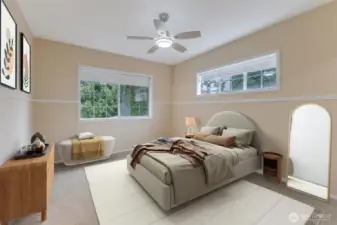 Upstairs bedroom, virtually staged.