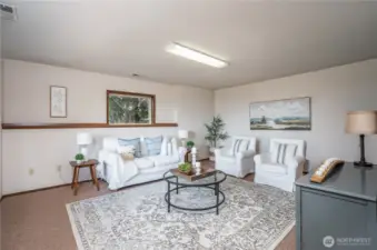 Giant lower-level room makes a perfect family room or bedroom