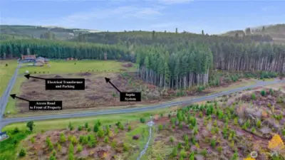 Septic, electrical, road in front of property.