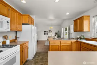 Ample kitchen counterspace for cooking big meals.