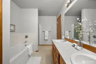 Double sinks are wonderful for a shared bathroom.