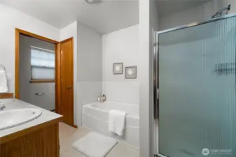 Separate water closet for privacy.