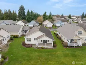 Lovely overhead photo of the back of the home.