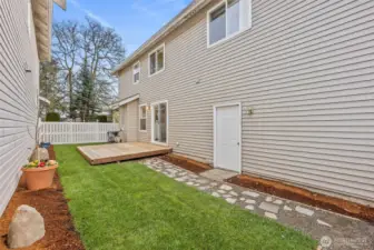 newly landscaped backyard with new sod