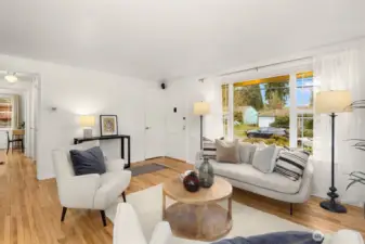 Solid oak hardwood floors.