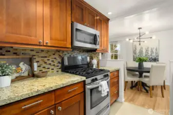 Gas cooking and stainless appliance package.