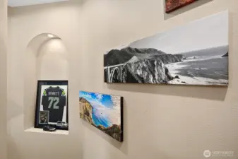 Built in art nook offers a wonderful place for your prized artwork or family photos.