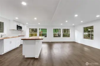 Large butcherblock kitchen island.