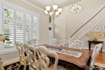 Beautiful plantation shutters add to this timeless beauty.
