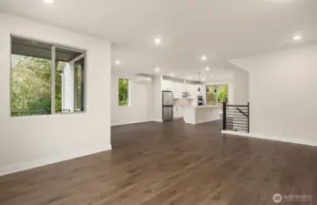 From gathering room into cafe and kitchen