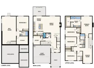 Lot 24 May be a mirror image. Noah 3392 Elevation B Rendering-Depictions of homes or other features are artist conceptions. Hardscape, landscape, and other items shown may be decoration and not included in the purchase price and availability may vary, not promised. Views may also be altered by subsequent construction, tree growth, and landscaping