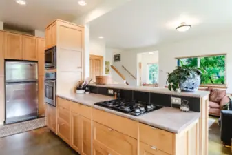 Kitchen looking into living room