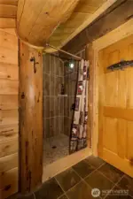 Upstairs tiled shower