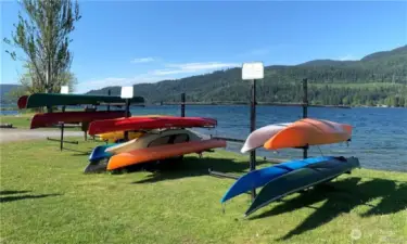 Kayak and canoe racks for rent at all beach locations