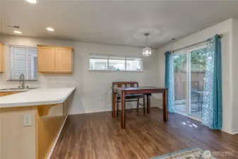 Dining room, plus counter seating in the kitchen