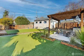 Back yard, pergola stays