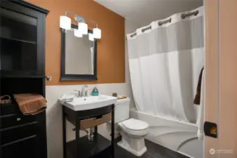 Main level 2nd bathroom. large tub shower, total remodel.