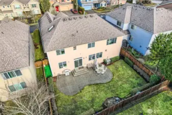 Aerial view of the back of the property.