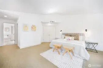 Grand Primary Suite with Tons of Windows, Peek-a-boo Lake View, and Fireplace