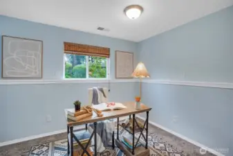 Second lower-level bedroom currently being used as an office.