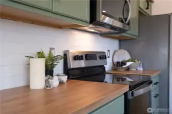 New countertops, cabinets, and appliances