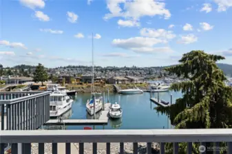 This is a partial view from your balcony overlooking Skyline Marina.  You can see how close you are to the water and boats.  Your dock is just below the deck on the left. Only a few steps to go fishing or crabbing!