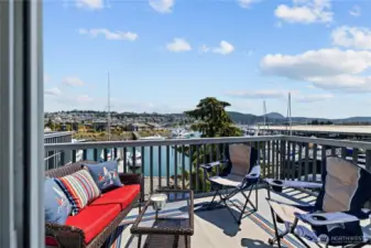 Here's another photo of the deck space.  There is plenty of room for seating and entertaining on your waterfront balcony. See how close the water is?  Are you ready for some fun in the sun?