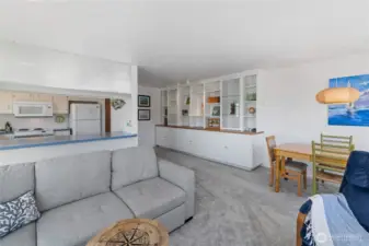 This well-designed floor plan flows well and allows for different furniture placement.  Newer carpet throughout.