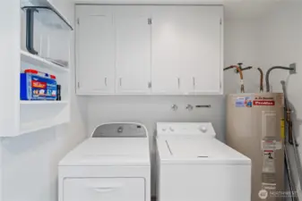 The Utility room is off the hallway and has a pocket door.