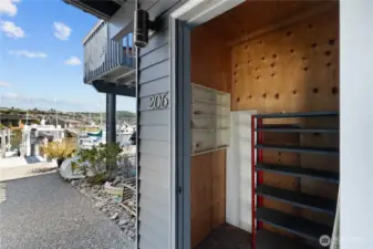 Here's the Storage Closet which is very conveniently located close by the dock and your boat moorage.  Store fishing gear, crab pots, Kayaks, Bicycles and more!  Your 25 ft dock is the first moorage spot on the right side of the dock ramp.  Only a few steps away from your Storage!