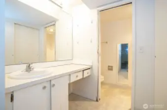 Private ¾ bath in the primary bedroom.