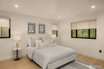 Each bedroom is outfitted with high-end shades