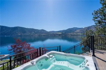 Lakeview spa overlooking the private vineyard.
