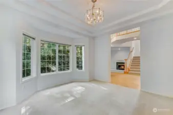 Dining Room w/coffered ceiling and natural light