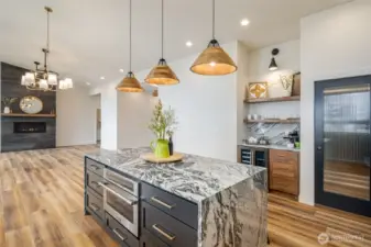 Wine/Coffee Bar with a wine cooler- next to the pantry