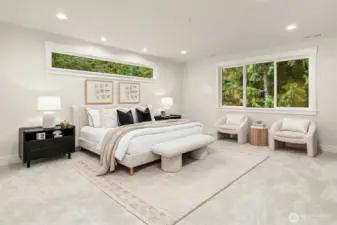 Primary bedroom suite with its own sitting area.