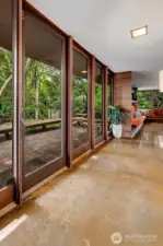 Wall of glass doors into the entryway