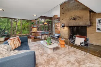 Wall of glass with doors that open to outdoor space